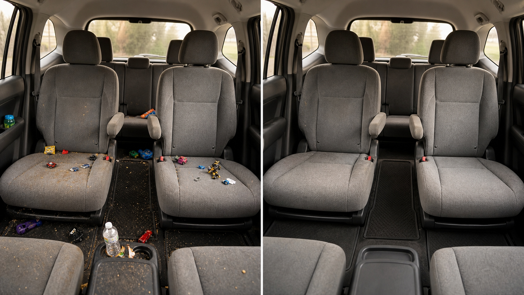 Back seat before and after deep clean
